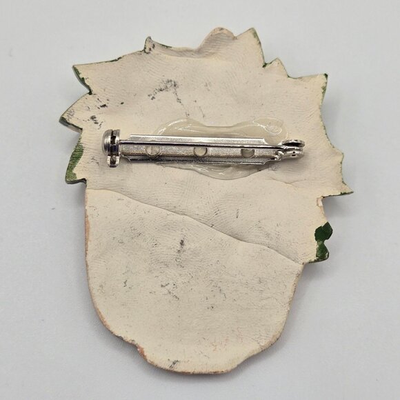 VTG Brooch Handpainted Ceramic Floral Basket Cottage Granny Core Boho Summer Pin - Picture 3 of 15